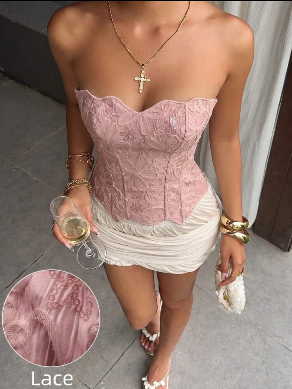 NWT Blush Pink Strapless Lace Corset — Never worn